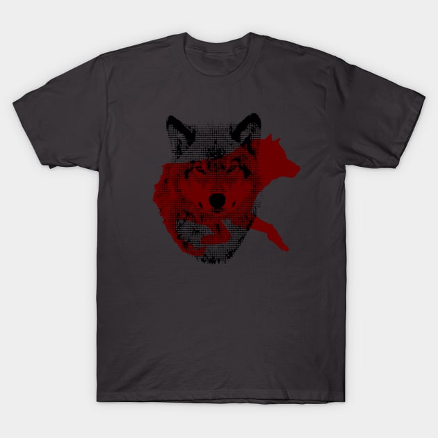 Wolf Silhouette Shadow Design T-Shirt by YanayGoor